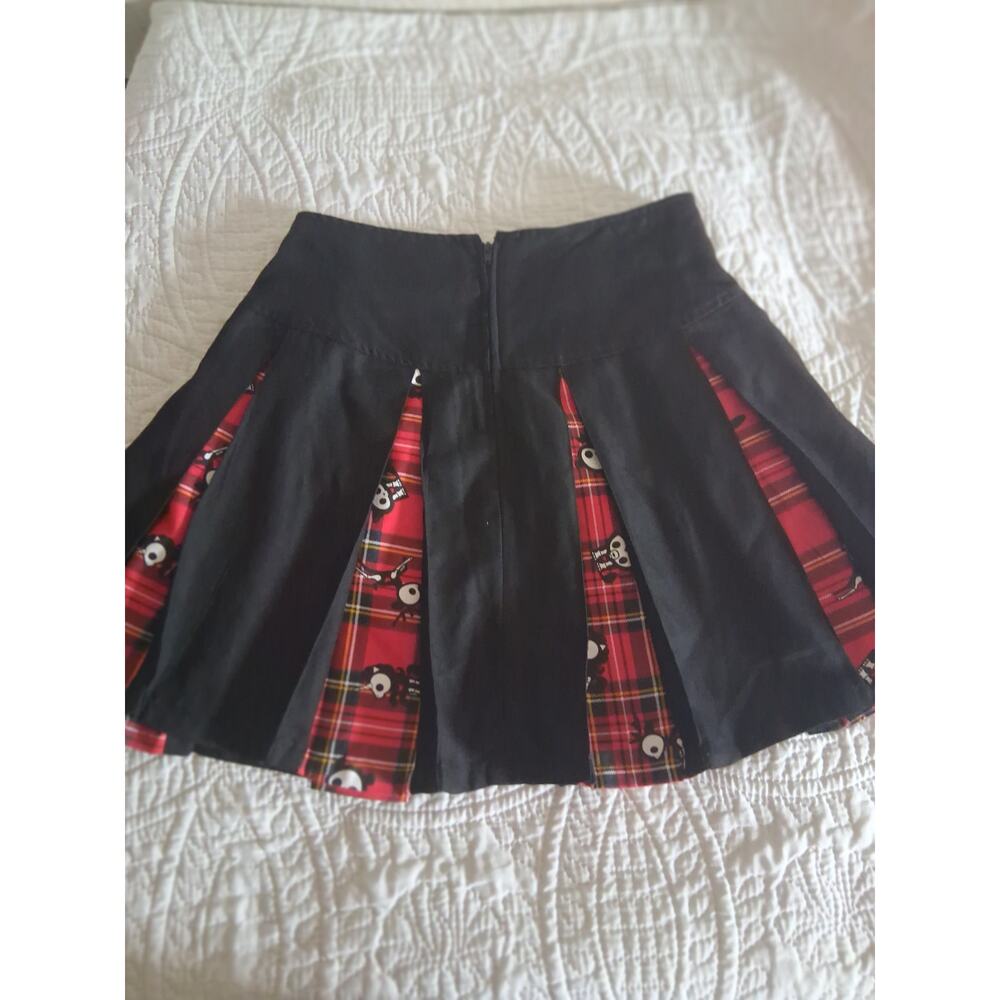 Rare Skelanimals x Hot Topic Plaid Contrast Pleated Skirt Size S